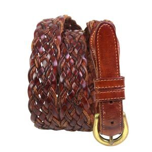 Coach 3850 WOVEN BROWN REAL LEATHER 1"Wd CASUAL DRESS MEN'S BELT Sz 36/90 (*17